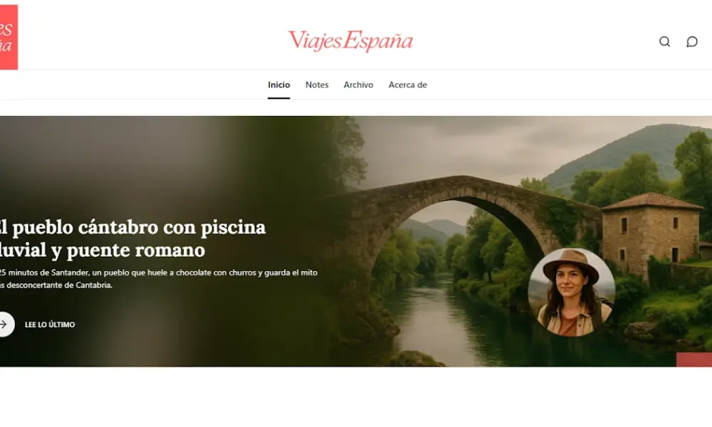 Roman stone bridge over a river in rural Cantabria, featured on the Viajes España travel blog.